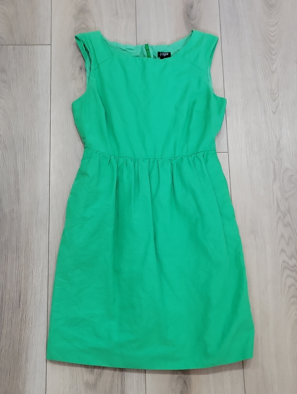 J. Crew Green Sleeveless Fit & Flare Dress